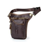 Julihai Sac Banane 3 en 1 en Cuir Véritable, Sac de Taille Réglable, de Cuisse et de Jambe Moyen pour L'équitation, la Randonnée, Les Sports de Plein Air (Café)