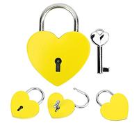 Julihai Serrure en Forme de Cœur Colorée en Métal, Haute praticité, pour Petit Bagage, Cadenas pour Boîte à Bijoux, 45x59mm (YELLOW)