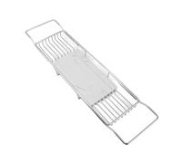 Julihai Support de Baignoire en Métal, Plateau Extensible Permettant de Gagner de l'espace, pour Articles de Toilette et Fruits, pour évier de Cuisine, Marbre en Acier Inoxydable (Argent Blanc)