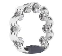 Julihai Tambourin à Double Rangée, Tambourin Musical Demi-lune de 10 Pouces avec 20 Jingles en Acier, Tambour à Percussion Portatif pour Adultes, église, Fête, Performance (SILVER)