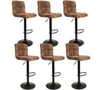 JULIO - Lot de 6 Tabourets Simili Marron Camel -
