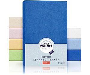 Julius Zöllner 8300113300 Drap housse tissu éponge lit enfant, Taille: 60 x 120 cm/70 x 140 cm, Couleur: bleu