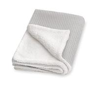 Julius Zöllner Couverture d'hiver en piqué gaufrée et tissu peluche douillet - Dimensions : 70 x 100 cm - Fabriquée en Allemagne - Piqué gaufré 100% coton - Certifié Oeko-Tex Standard 100 - Gris