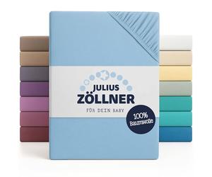Julius Zöllner Lot de 2 draps-Housses en Jersey pour lit bébé et Enfant - 100% Jersey de Coton - Certifié Oeko-Tex Standard 100 - Dimensions : 60 x 120 cm / 70 x 140 cm - Bleu Clair