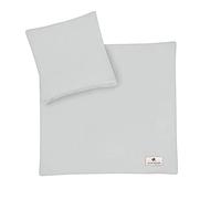 Julius Zöllner Parure de lit pour Enfant en Mousseline 80 x 80 cm + 35 x 40 cm - 2 pièces - Housse de Couette et taie d'oreiller en Mousseline 100% Coton - Certifié Oeko-Tex Standard 100 - Gris