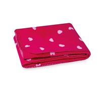 Julius Zöllner Plaid en Coton Jacquard | Taille 75 x 100 cm | Fabriqué en Allemagne | 100% Coton | Oeko-Tex Standard 100 | Petits cœurs Roses