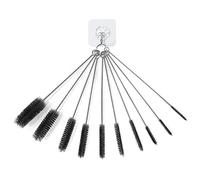 Juliyeh Lot de 10 brosses de Nettoyage en Nylon pour Tubes avec Crochets Auto-adhésifs pour Petits espaces, pailles Multi-Tailles SRE-01 Noir