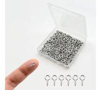 Juliyeh Lot de 100 mini crochets à œillet à vis filetés en acier inoxydable argenté pour la fabrication de bijoux et les loisirs créatifs (4 x 8 mm)