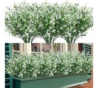Juliyeh Lot de 12 Bouquets de Fleurs artificielles résistantes aux UV pour l'extérieur, Fleurs artificielles pour la Maison, Le Balcon et Le Jardin (Blanc)
