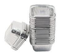 Juliyeh Lot de 50 bols en aluminium, barquettes de cuisson 7,5 x 7,5 x 3,5 cm pour quatre, barbecue, congélation - Idéal pour cupcakes, quiches.
