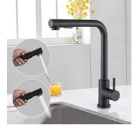 JULLYBATHEVY Robinet de Cuisine - Mitigeur d'Évier avec Douchette Extractible Pivotant à 360° Robinetterie Mitigeur Cuisine -NOIR