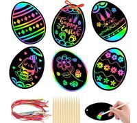JULMELON Lot de 36 œufs de Pâques à gratter pour enfants, papier à gratter magique arc-en-ciel pour enfants, cadeaux de Pâques, école, salle de ctivités, projet, cadeaux de fête, cadeaux de