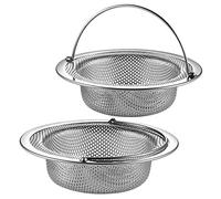 JULUJU Lot de 2 filtres d'évier de Cuisine en Acier Inoxydable 304 antirouille, poignée Pliable, 11,4 cm de diamètre