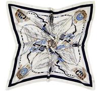 Julunar Foulard en soie pour femme - Grand foulard à cheveux en satin - 88,9 cm carré en soie pour dormir avec emballage cadeau, A004-1 Bateau pirate Blanc, Large
