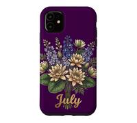 July Birth Flower Larkspur & Water Lily Cute Floral Birthday Coque pour iPhone 11