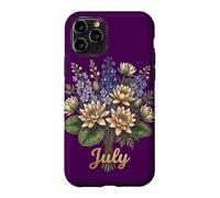 July Birth Flower Larkspur & Water Lily Cute Floral Birthday Coque pour iPhone 11 Pro