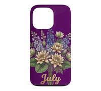 July Birth Flower Larkspur & Water Lily Cute Floral Birthday Coque pour iPhone 13 Pro