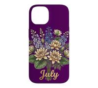 July Birth Flower Larkspur & Water Lily Cute Floral Birthday Coque pour iPhone 14
