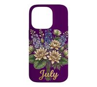 July Birth Flower Larkspur & Water Lily Cute Floral Birthday Coque pour iPhone 14 Pro