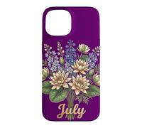 July Birth Flower Larkspur & Water Lily Cute Floral Birthday Coque pour iPhone 15