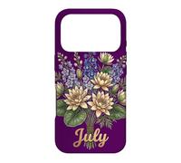 July Birth Flower Larkspur & Water Lily Cute Floral Birthday Coque pour iPhone 17 Pro