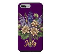 July Birth Flower Larkspur & Water Lily Cute Floral Birthday Coque pour iPhone 7 Plus/8 Plus