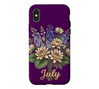 July Birth Flower Larkspur & Water Lily Cute Floral Birthday Coque pour iPhone X/XS