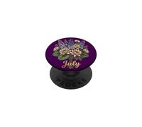 July Birth Flower Larkspur & Water Lily Cute Floral Birthday PopSockets PopGrip Adhésif