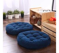Julycoolmall Coussin de siège japonais en coton épais Tatami, coussin de sol rond épais en pouf Futon, coussin tufté de méditation pour yoga et balcon (bleu profond, 42x42x5cm - 2 pièces)