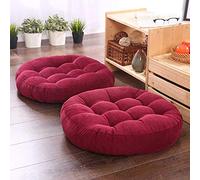 Julycoolmall Coussin de siège japonais en coton épais Tatami, coussin de sol rond épais en pouf Futon, coussin tufté de méditation pour yoga et balcon (rouge, 42x42x5cm - 2 pièces)