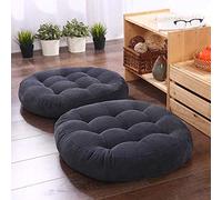 Julycoolmall Coussin de siège japonais en coton épais Tatami, tapis de sol rond épais en pouf Futon, coussin tufté de méditation pour yoga sur balcon (gris foncé, 55x55x10cm - 1 pièce)