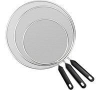 Julyee 3 Pièces Protection Anti-éclaboussures, Couvercle Anti-Projections en Acier Inoxydable avec Poignée pour Poêle - 19cm 25cm 29cm