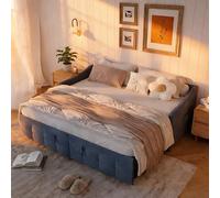 Julyue Canapé-lit extensible 90 x 200 cm, 2 places, avec sommier à lattes et capacité de charge de 370 kg, lit de jour moderne, en velours matelassé avec poches latérales, sans matelas, gris, 90 x 200