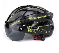 Julyue Casque de Vélo pour Adultes, Casque de Vélo de Cyclisme Ultraléger Réglable avec Lunettes, Casque de Vélo de Route Léger de Montagne, Casques de Vélo VTT pour Homme, 53 à 58 Cm(Vert foncé)