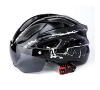 Julyue Casque de Vélo pour Adultes, Casque de Vélo de Cyclisme Ultraléger Réglable avec Lunettes, Casque de Vélo de Route Léger de Montagne, Casques de Vélo VTT pour Homme, 53 à 58 Cm(Noir + Blanc)