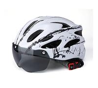 Julyue Casque de Vélo pour Adultes, Casque de Vélo de Cyclisme Ultraléger Réglable avec Lunettes, Casque de Vélo de Route Léger de Montagne, Casques de Vélo VTT pour Homme, 53 à 58 Cm(Blanc Noir)
