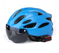 Julyue Casque de Vélo pour Adultes, Casque de Vélo de Cyclisme Ultraléger Réglable avec Lunettes, Casque de Vélo de Route Léger de Montagne, Casques de Vélo VTT pour Homme, 53 à 58 Cm(Bleu)