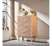 Julyue Commode à 4 Tiroirs en Bois avec Sécurité Anti-Basculement, Commode Scandinave Design avec Pieds surélevés 20cm, 60cm de Large, Poignée en Bois (Bois Naturel, 60 × 34 × 91 cm)