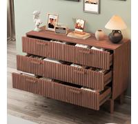 Julyue Commode à 6 tiroirs - Buffet moderne avec pieds et poignées dorés - Style bohème - Pour salon, couloir, entrée - Marron foncé