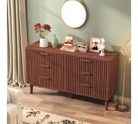 Julyue Commode à 6 Tiroirs en Bois avec Sécurité Anti-Basculement, Commode Scandinave Design avec Pieds surélevés 20cm, 60cm de Large, Poignée en Bois (Noyer, 100 × 34 × 73 cm)