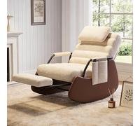 Julyue Fauteuil à Bascule Confortable avec Repose-Pieds, Design Scandinave Moderne pour Une Détente Maximale au Salon ou Lors de Vos Séances de Lecture (Peau d'agneau, 67×92 cm)