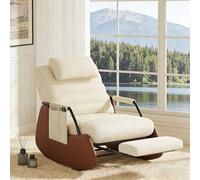 Julyue Fauteuil à Bascule Confortable avec Repose-Pieds, Design Scandinave Moderne pour Une Détente Maximale au Salon ou Lors de Vos Séances de Lecture (Velours côtelé, 67×92 cm)