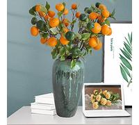 Julyue Lot de 3 branches d'oranger artificielles artificielles - Tige de fruits avec feuilles vertes - Pour cuisine, fête, décoration de maison - Style ferme, centre de table
