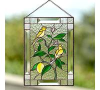 Julyue Panneau de Vitrail de 20 Cm, Pendentif Colibri Multicolore avec Chaînes, Panneau de Fenêtre Multicolore Suncatcher Cardinal Vitrail pour Fenêtres, Mur(3)