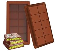 Julyupoli Dubai Lot de 2 moules à chocolat en silicone extra profond avec 10 cavités pour chocolat, praline, bonbons, marron, silicone, prisme rectangulaire avec 10 cavités