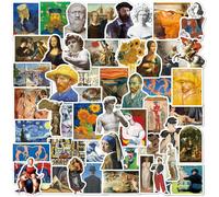 Jum-52 Pièces Autocollants D'art,Célèbres Peintures & Sculptures Classique Vinyle Stickers Pour Scrapbooking Valises Bagages Skateboard Guitare Ordinateur Portable