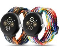 jum-Lot De 2 Bracelets De Montre En Nylon Tressé Pour Google Pixel Watch 2/1,Bracelet Élastique Réglable Pixel Watch 2/1,Bracelet De Rechange Sport Pour Google Pixel Watch