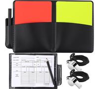 Jum-Set D'arbitrage Football,Ensemble De Cartes D'arbitre Aec 2 Métal Sifflet Arbitre,Carton Rouge Et Jaune,Crayon,Arbitre Card Set Pour Football Basketball Scolaires Sports Jeu