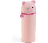 Jum-Trousse Gobelet Hamster,Étui Scolaire Un Compartiment,Trousse 2 En 1 Extensible,Trousse En Silicone Texture Douce,Fermeture Éclair,Couleur Rose