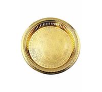 Juman - Plateau rond oriental en métal - 40 cm - Doré - Bol décoratif avec bord haut - Marocain - Décoration dorée sur la table dressée